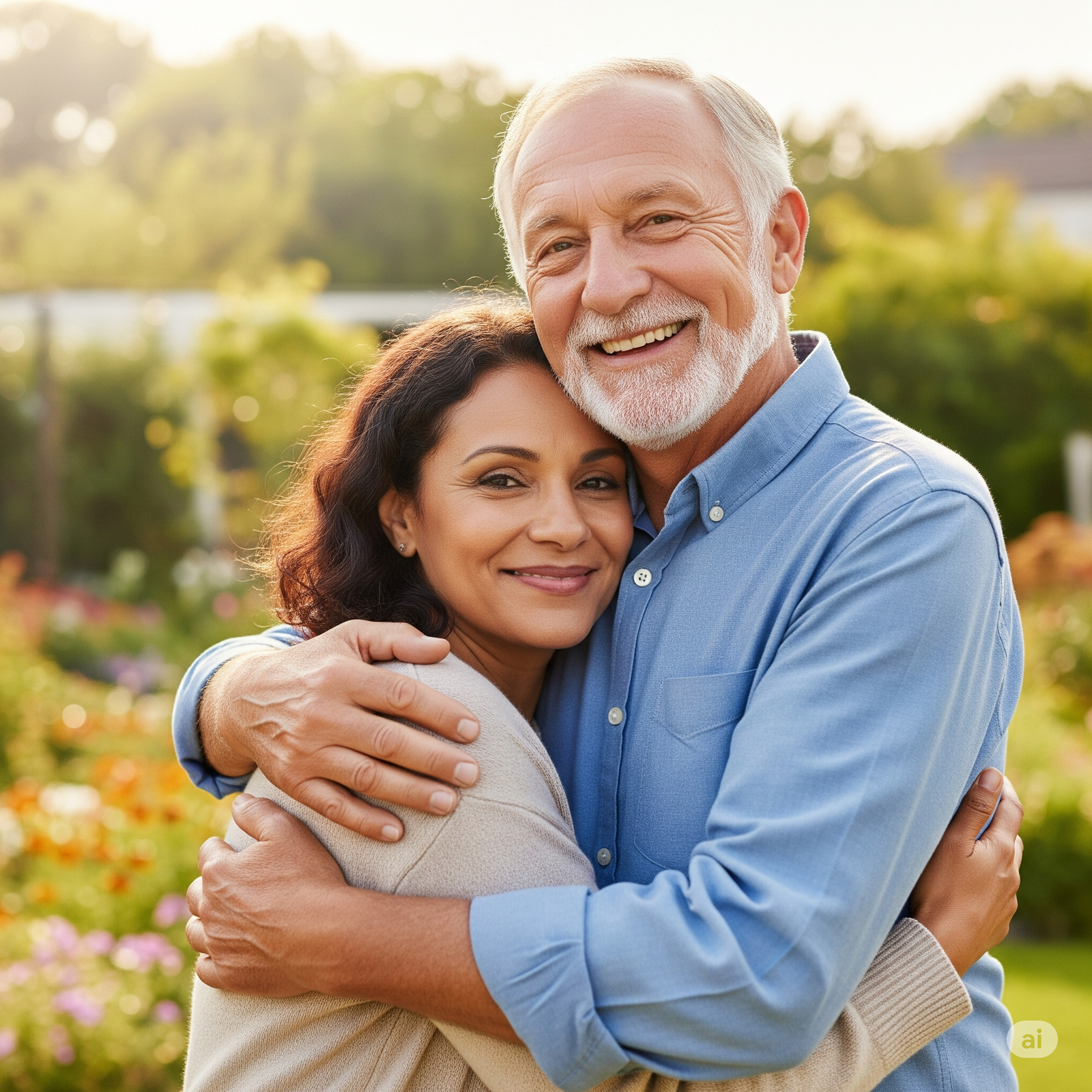 Älterer Mann lächelt und genießt das Leben